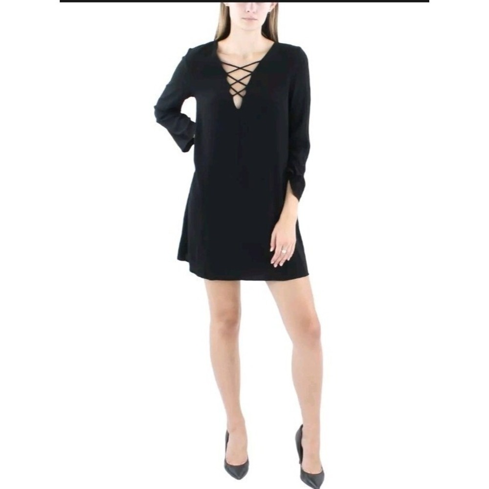 ASTR‎ the Label Lace-Up Bell Sleeve Mini Dress Black Medium Witchy Whimsigoth